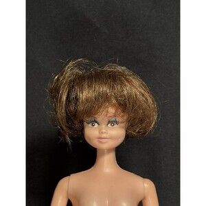 60s MEGO MADDIE MOD BRUNETTE BUBBLE CUT BARBIE DOLL CLONE Rooted Lashes